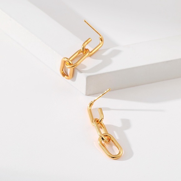 Gold link chains earrings - Picture 4 of 7